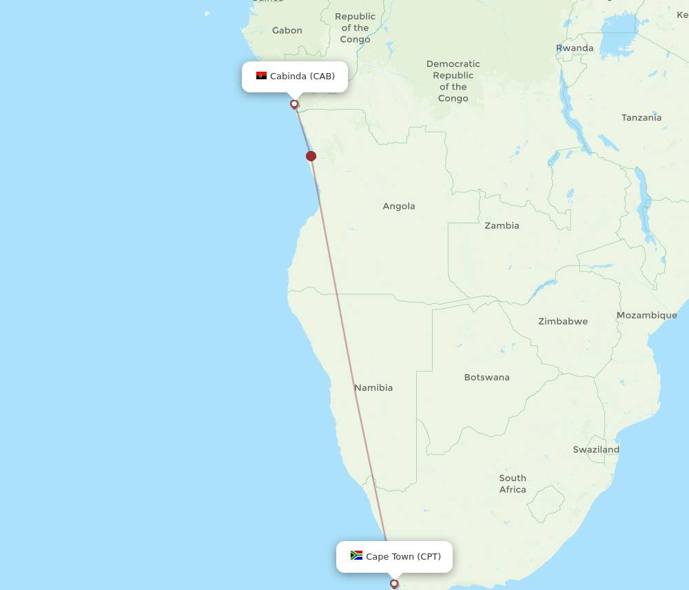 CPT to CAB flights and routes map