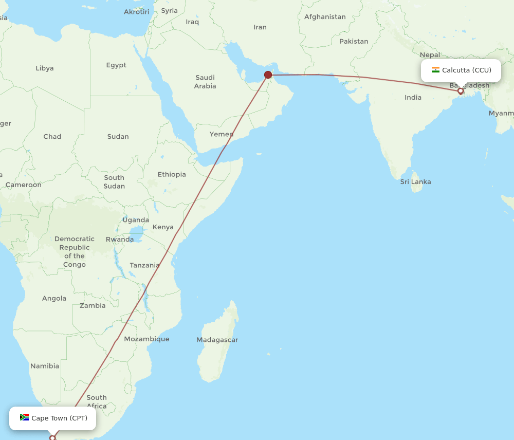 CPT-CCU flight routes