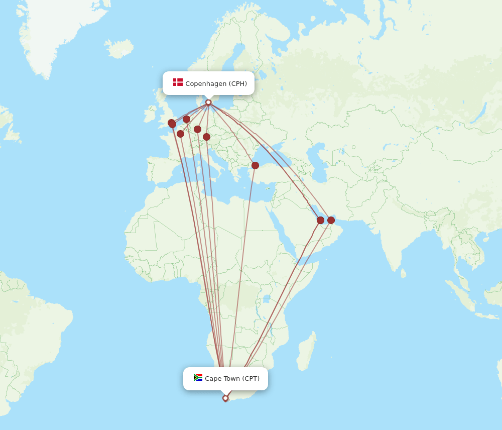 CPT-CPH flight routes
