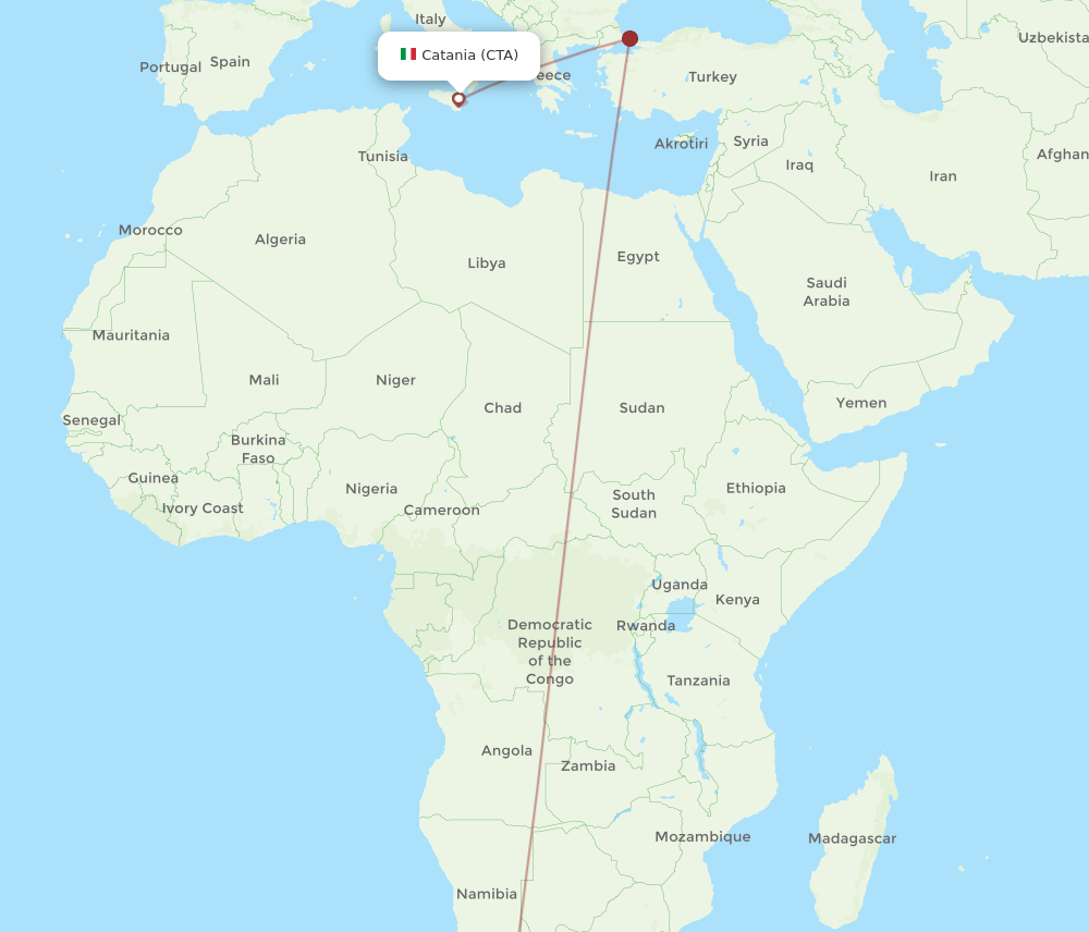 CPT to CTA flights and routes map