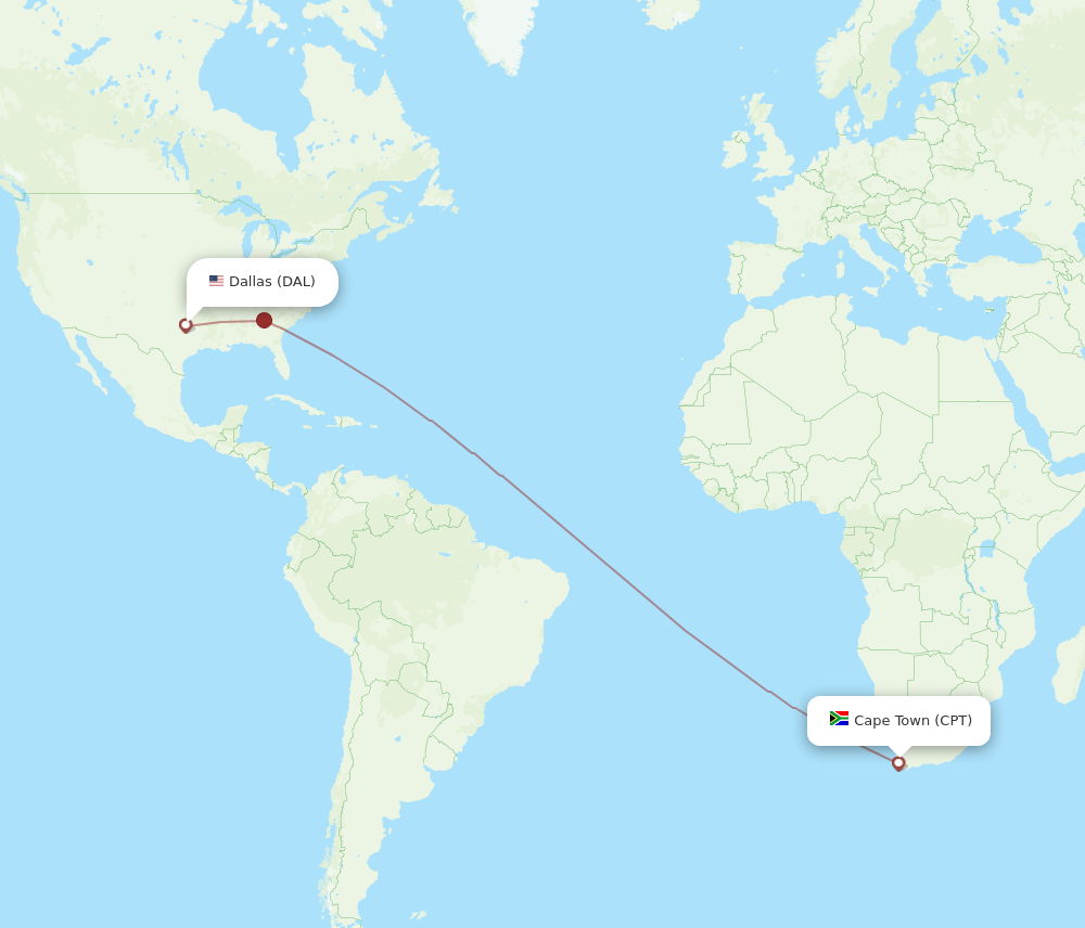 CPT-DAL flight routes