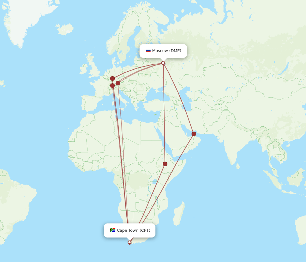 CPT-DME flight routes