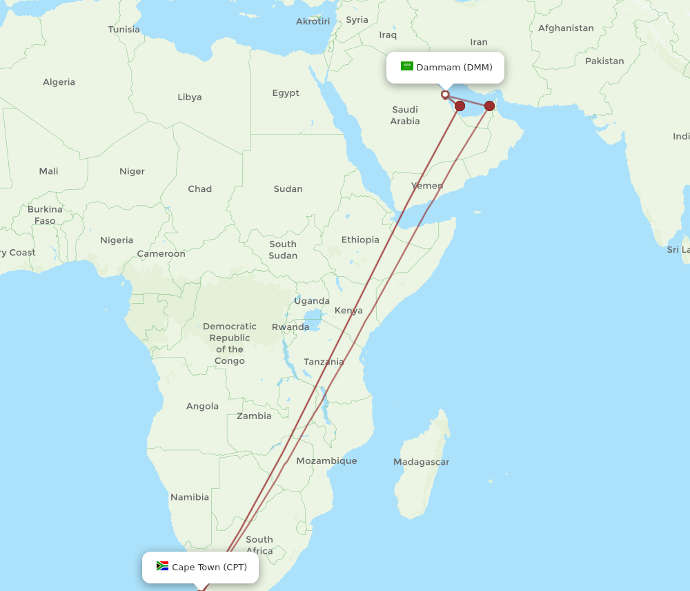 CPT-DMM flight routes