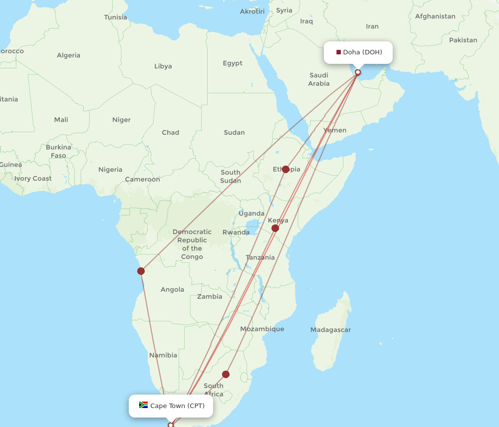 CPT-DOH flight routes