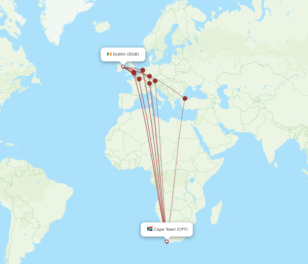 CPT-DUB flight routes