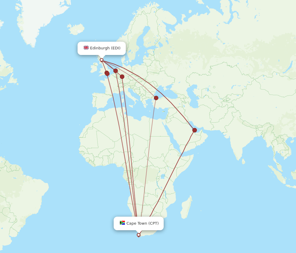 CPT-EDI flight routes