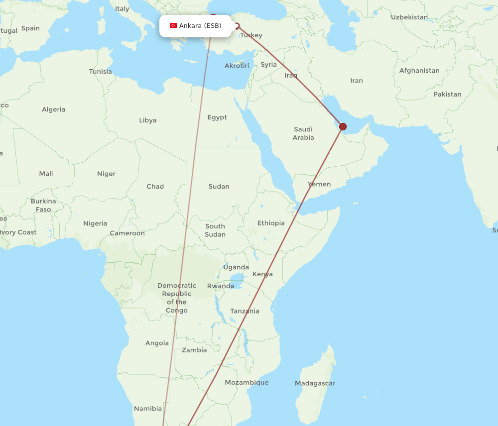 CPT-ESB flight routes