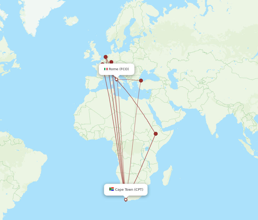CPT-FCO flight routes