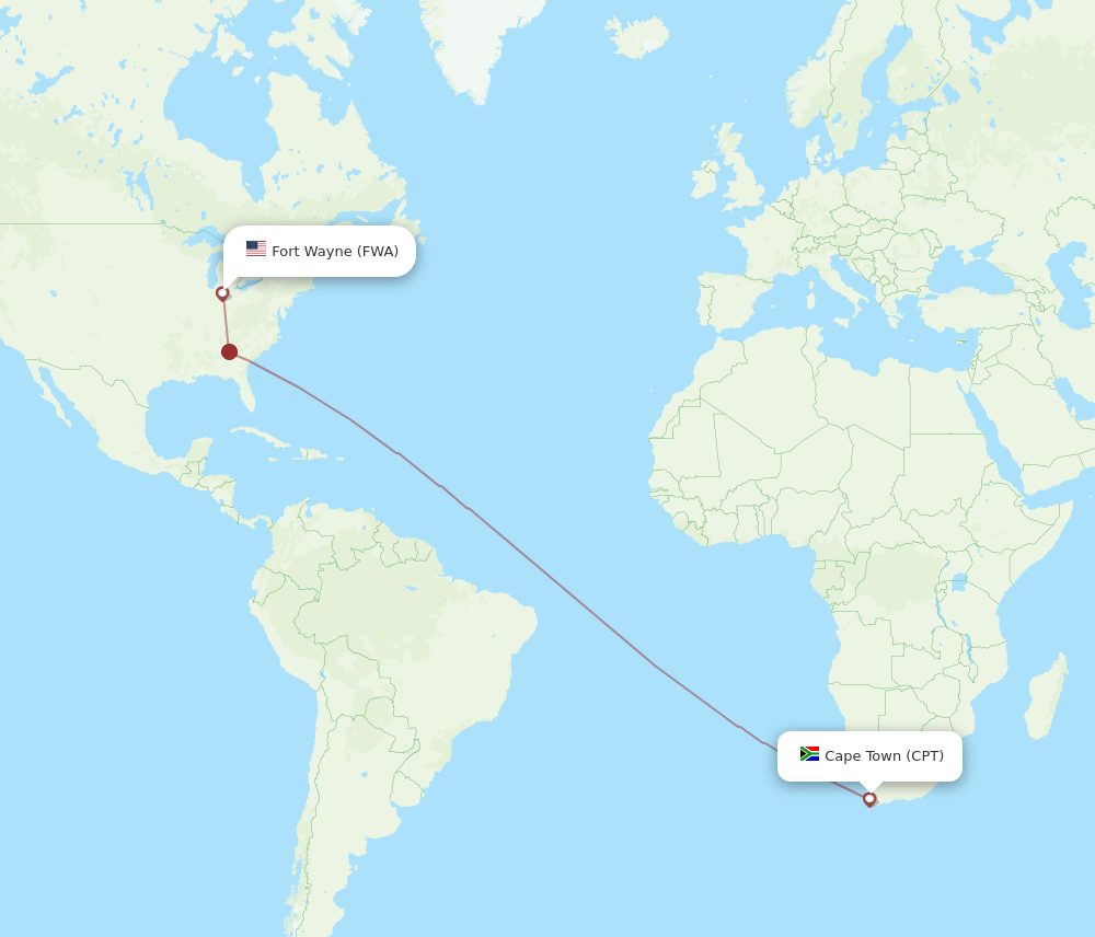 CPT to FWA flights and routes map