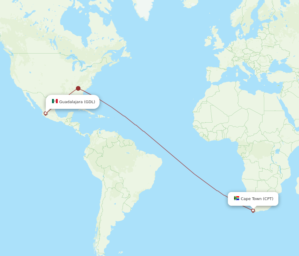 CPT-GDL flight routes