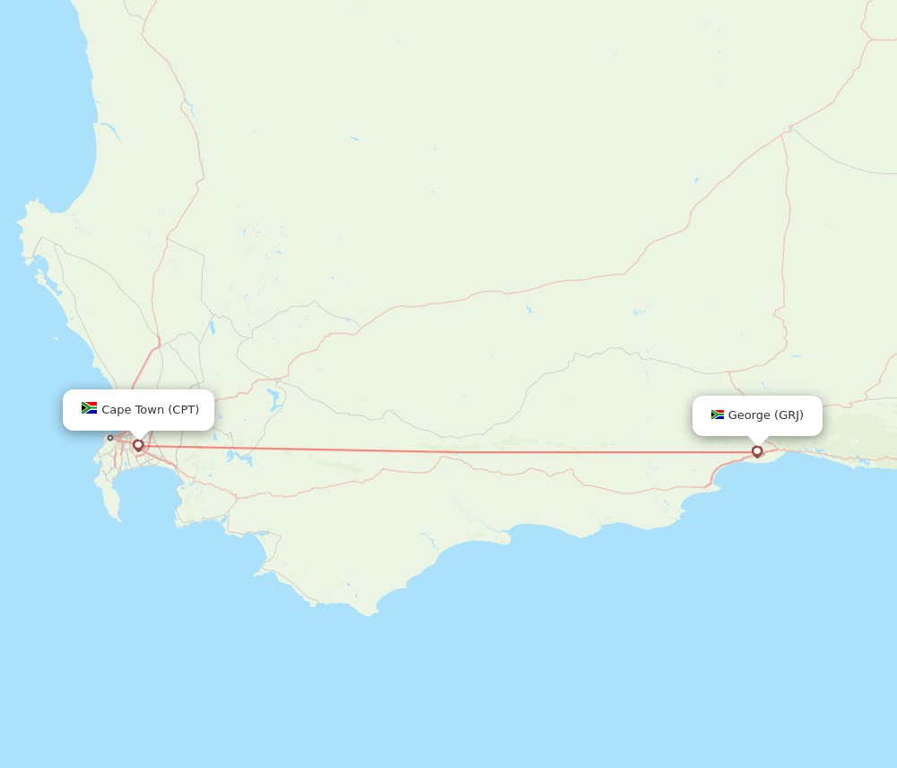 CPT to GRJ flights and routes map