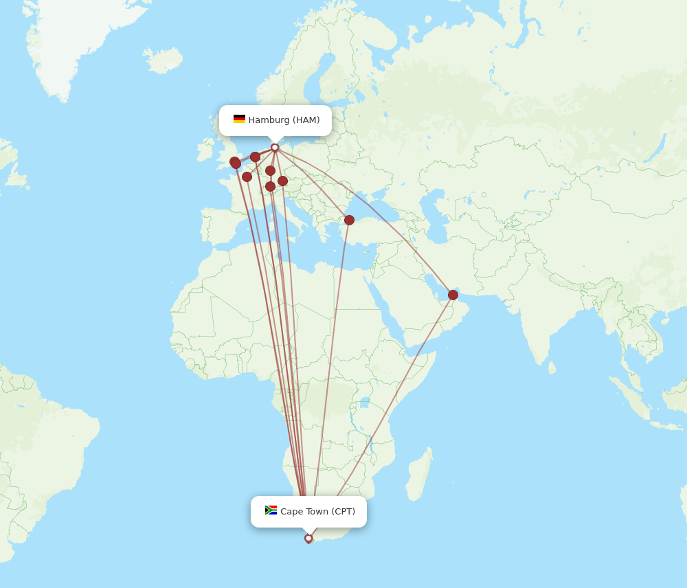 CPT-HAM flight routes