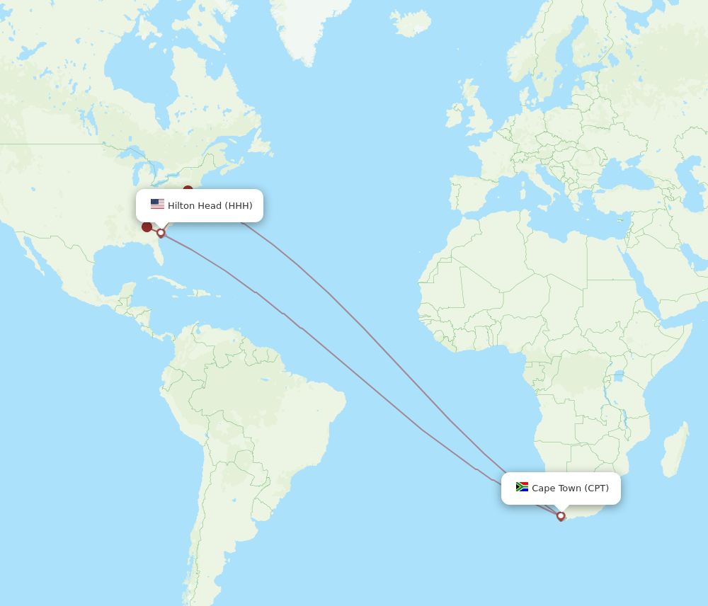 CPT to HHH flights and routes map