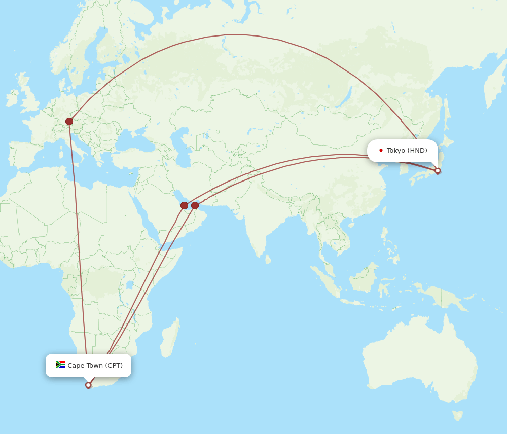 CPT-HND flight routes