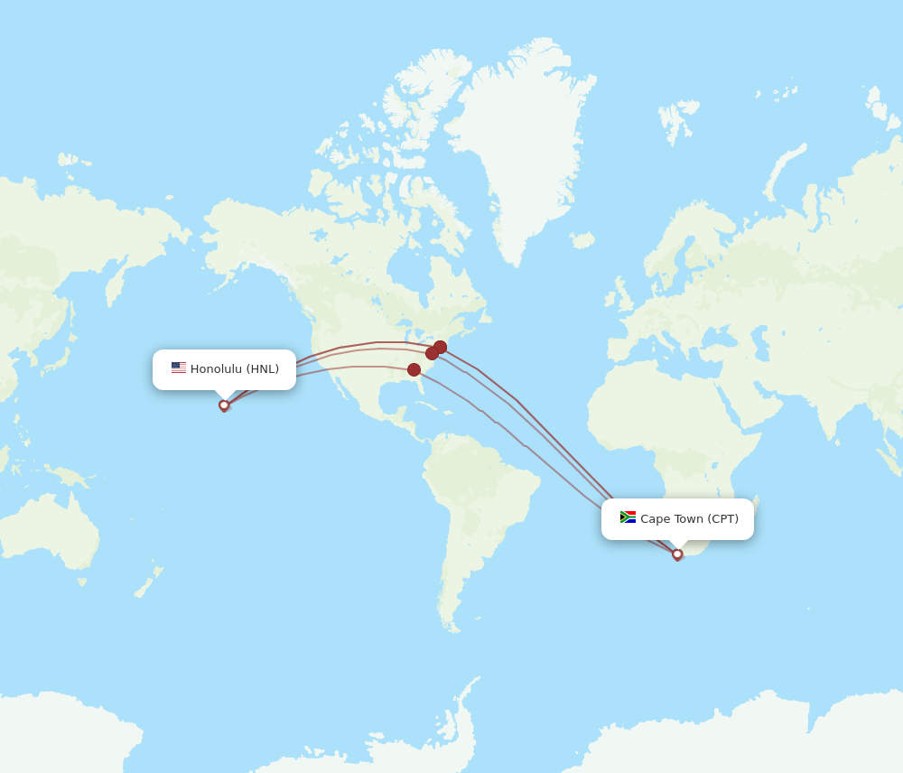 CPT-HNL flight routes