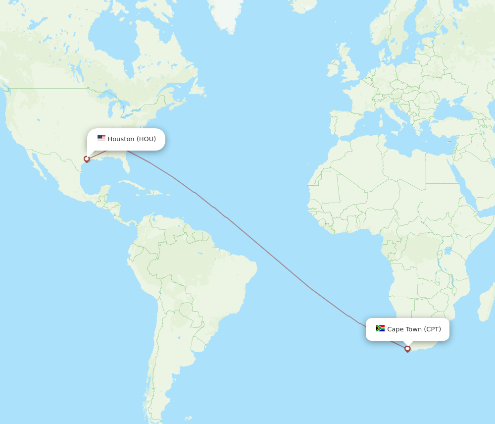 CPT-HOU flight routes