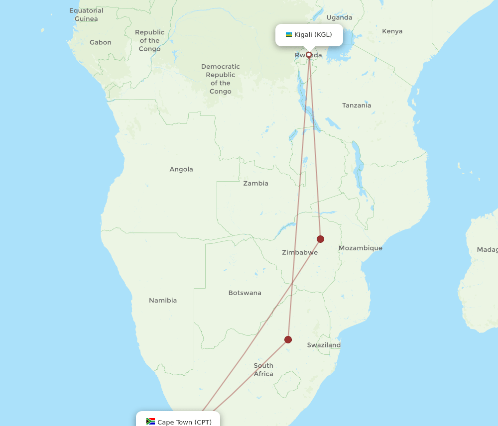 CPT-KGL flight routes