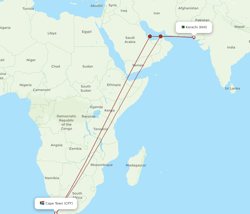 CPT-KHI flight routes