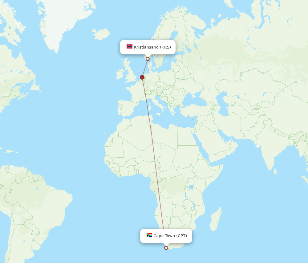 CPT-KRS flight routes