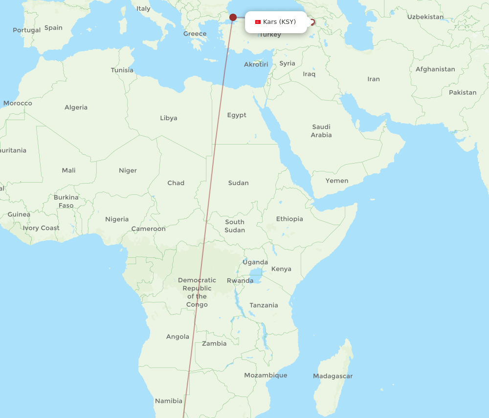 CPT-KSY flight routes