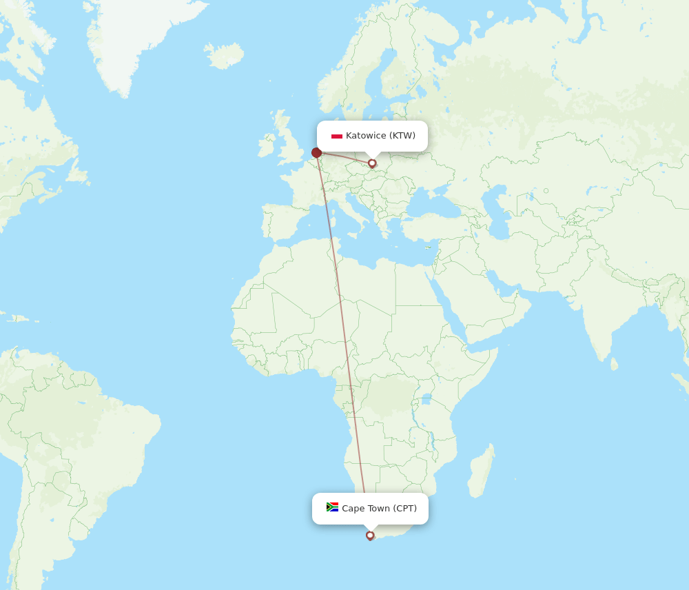 CPT-KTW flight routes