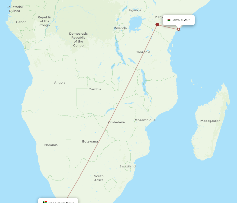CPT-LAU flight routes