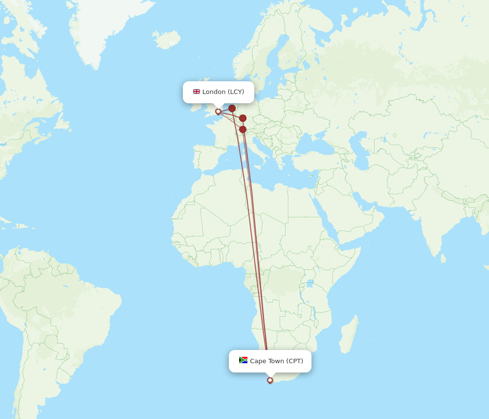 CPT-LCY flight routes