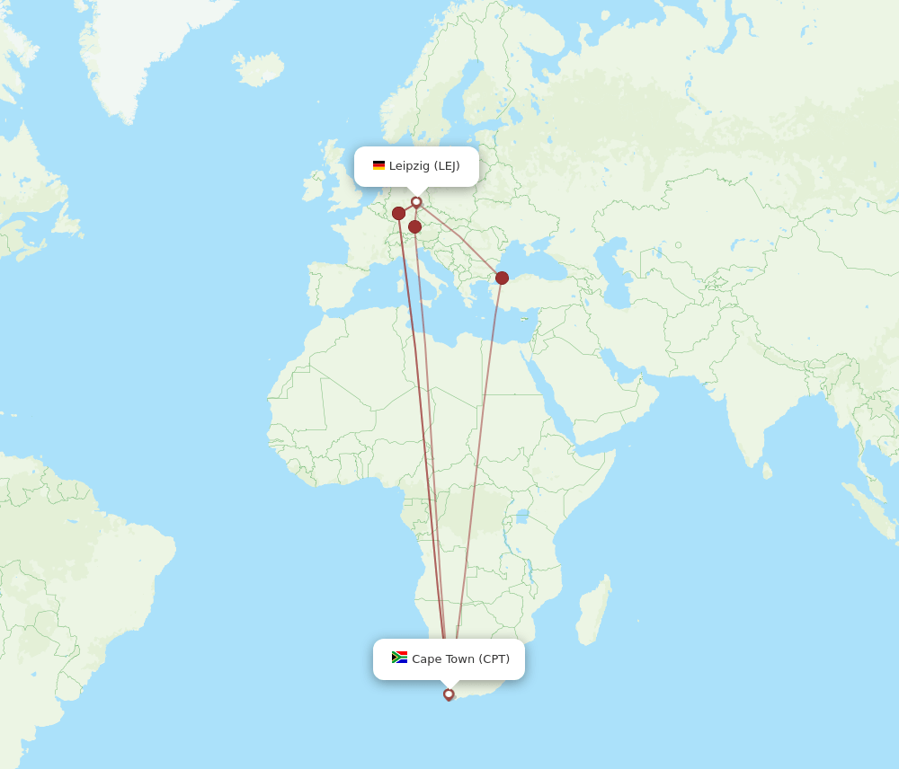 CPT-LEJ flight routes