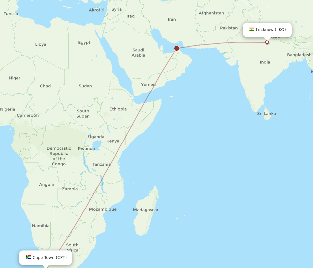 CPT-LKO flight routes