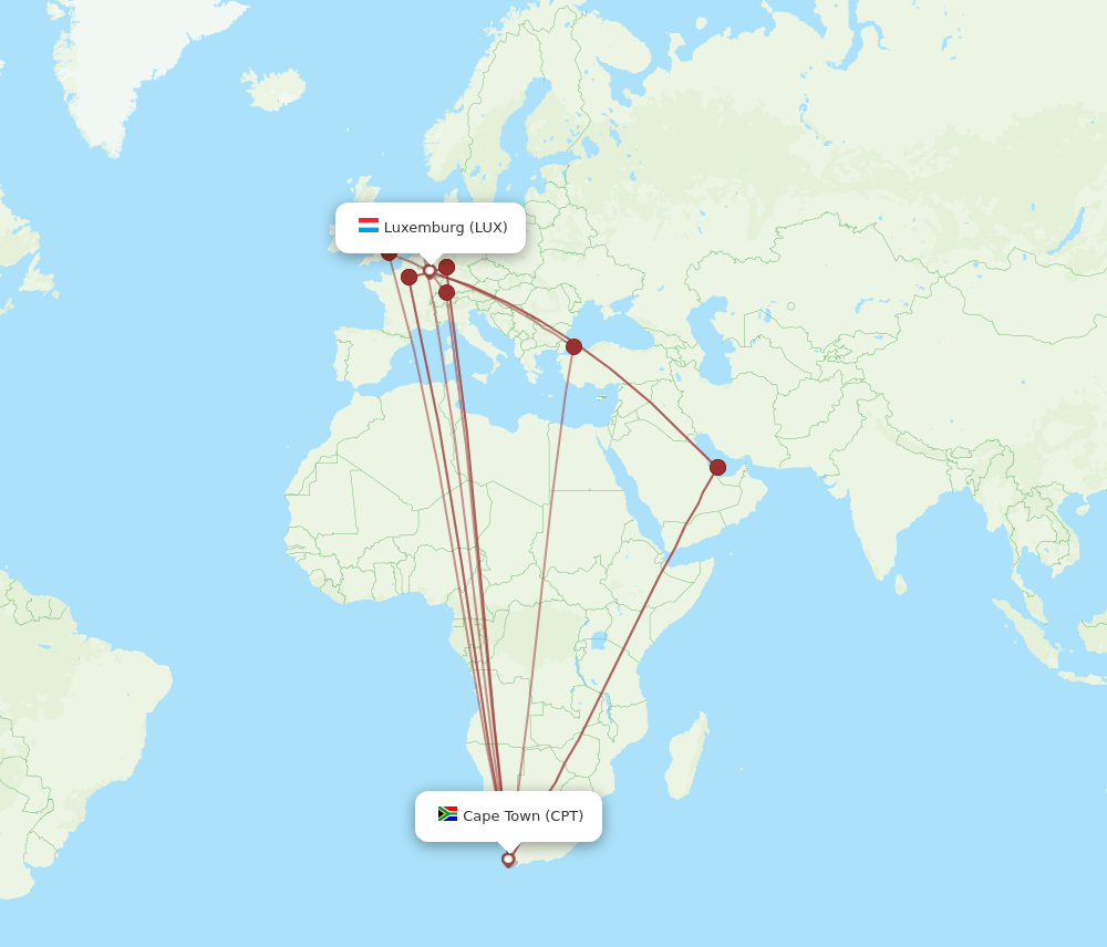 CPT-LUX flight routes