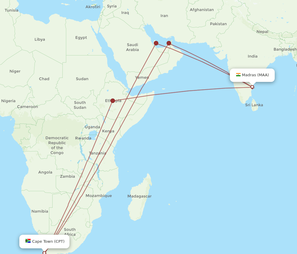 CPT-MAA flight routes