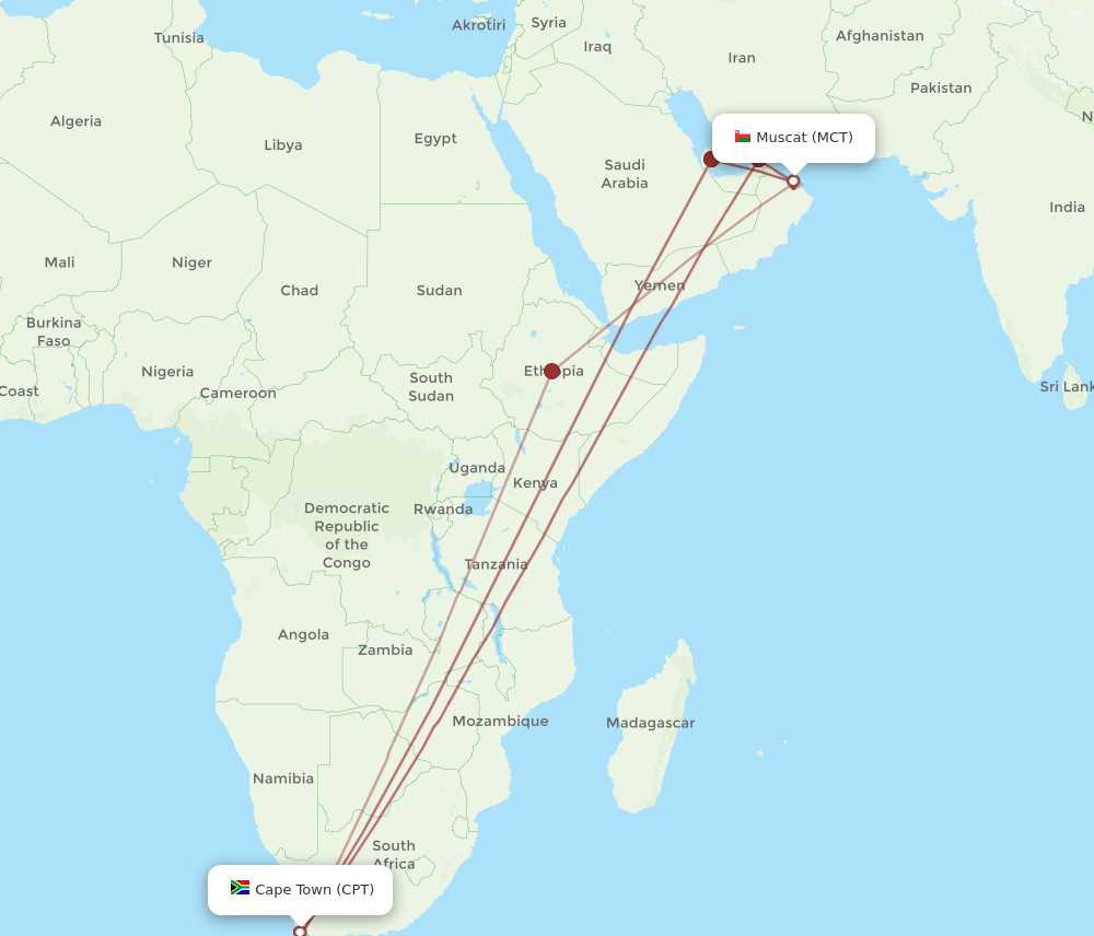 CPT-MCT flight routes