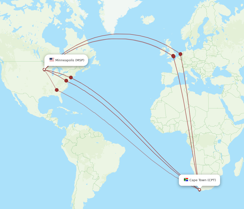 CPT-MSP flight routes