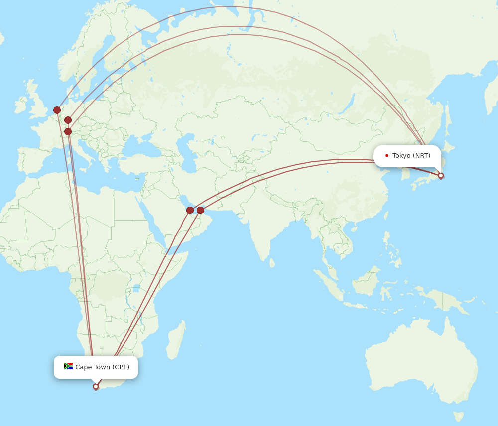 CPT-NRT flight routes