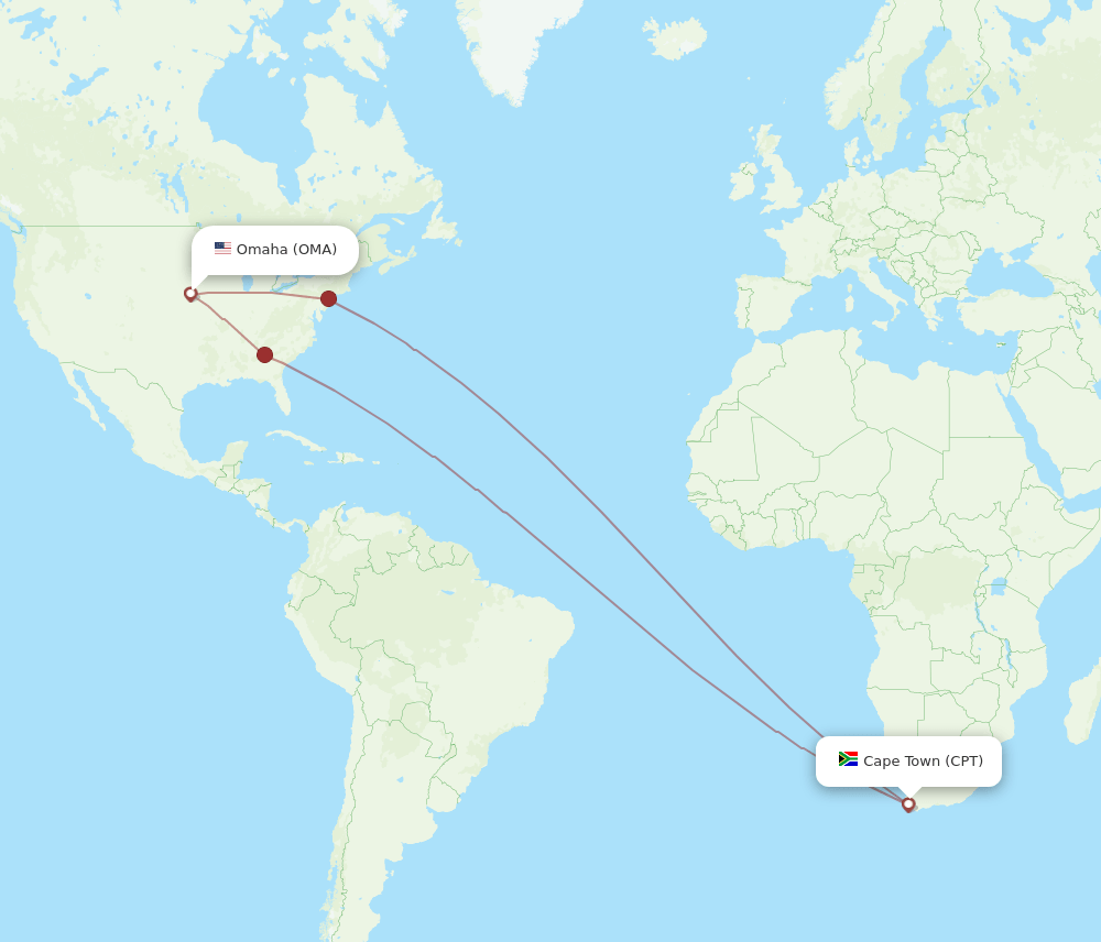 CPT-OMA flight routes