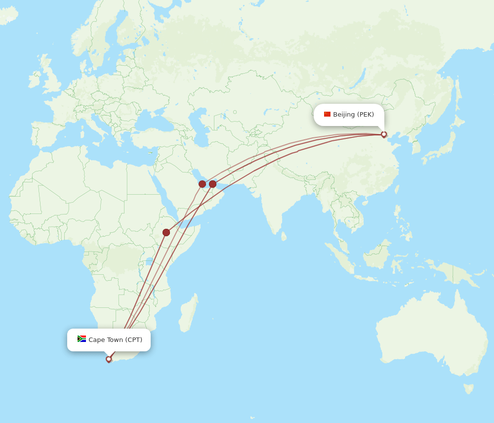 CPT-PEK flight routes