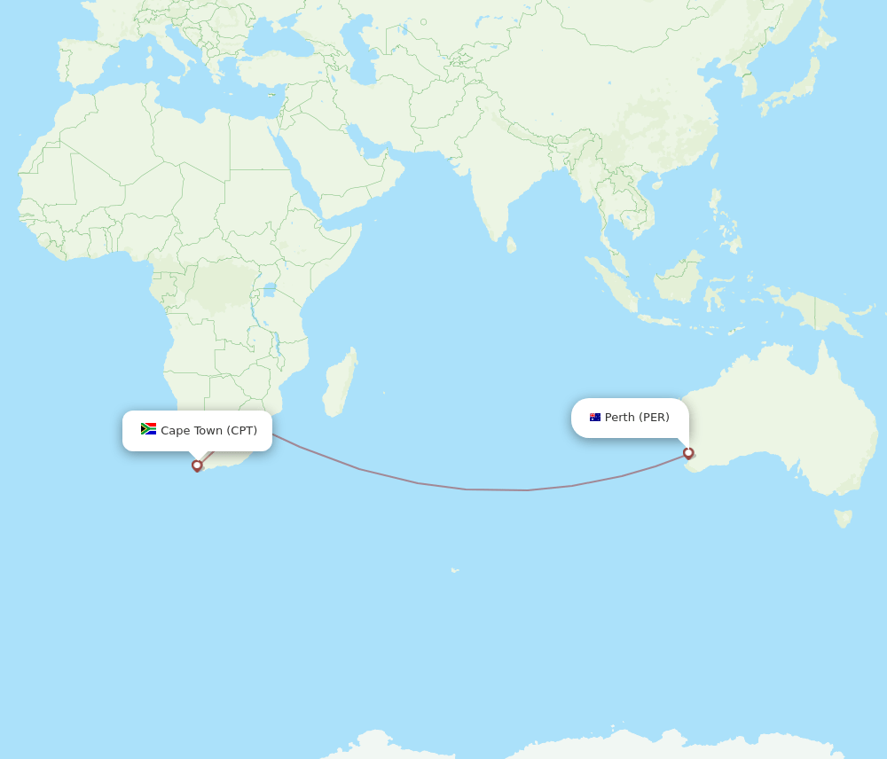 Flights from cape town to perth cpt to per airlines best routes