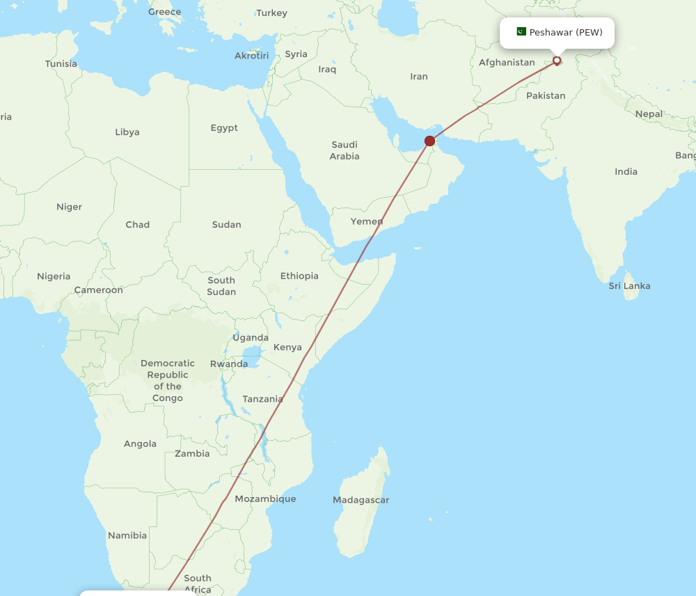 CPT-PEW flight routes