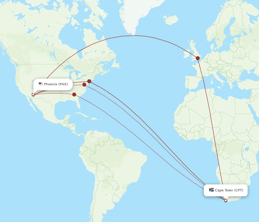 CPT-PHX flight routes