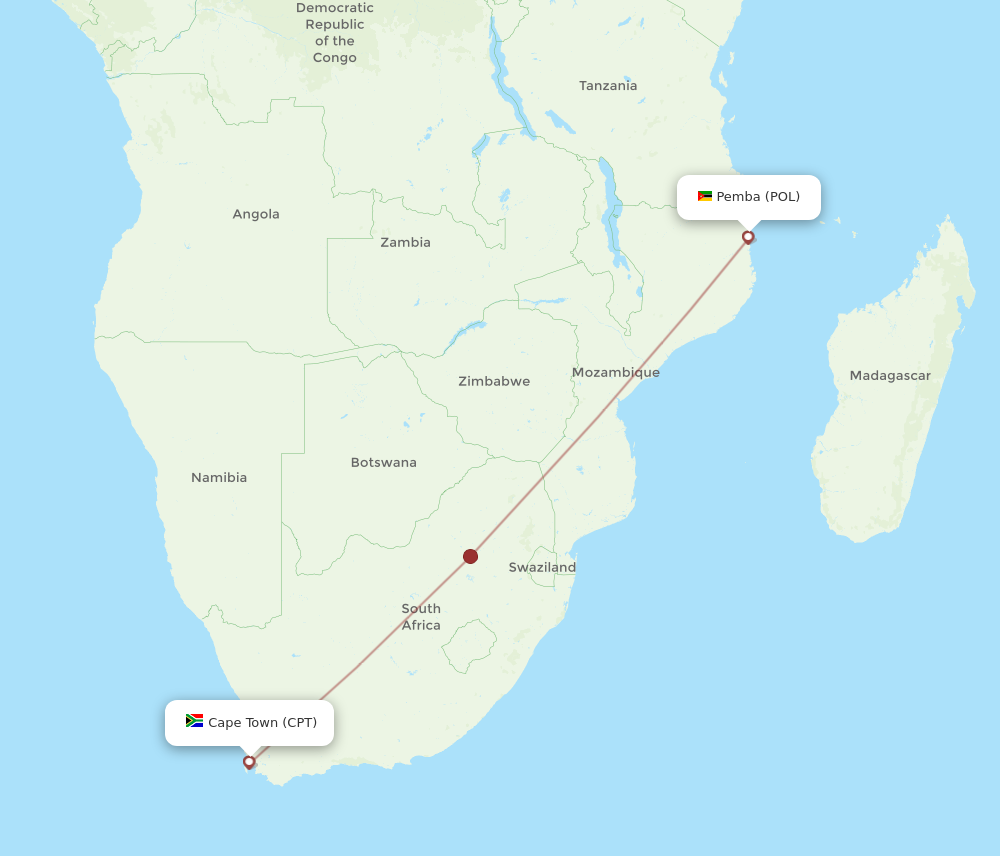CPT to POL flights and routes map