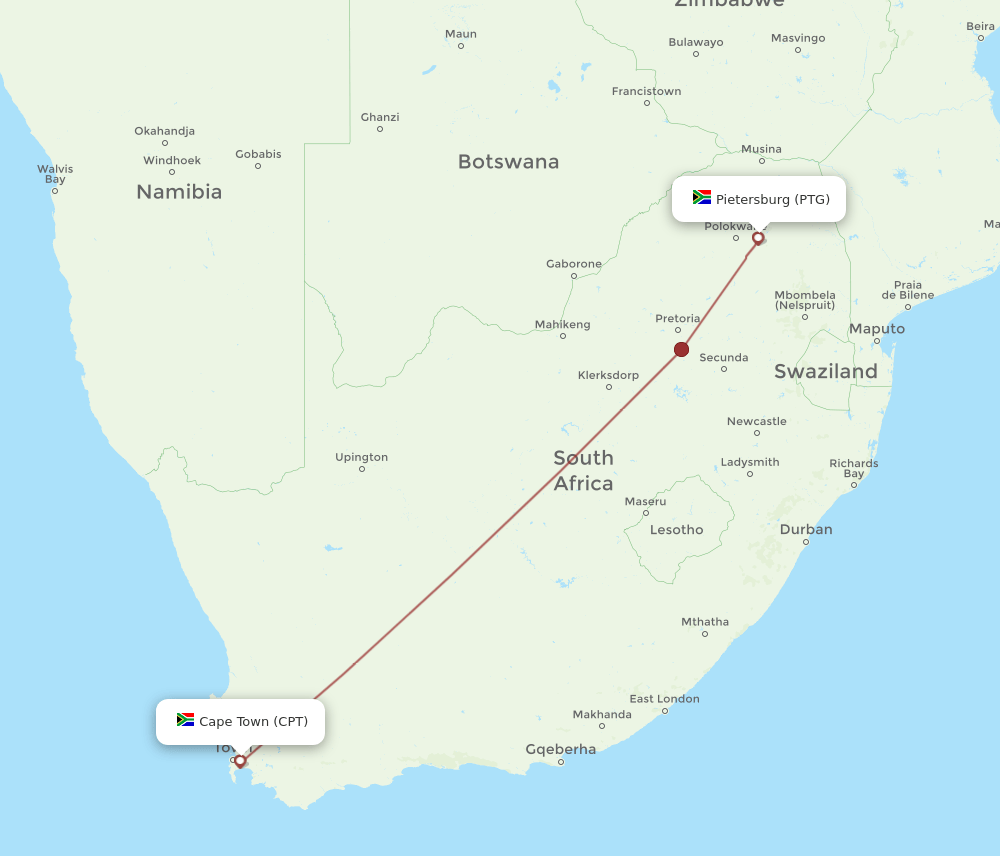 CPT-PTG flight routes