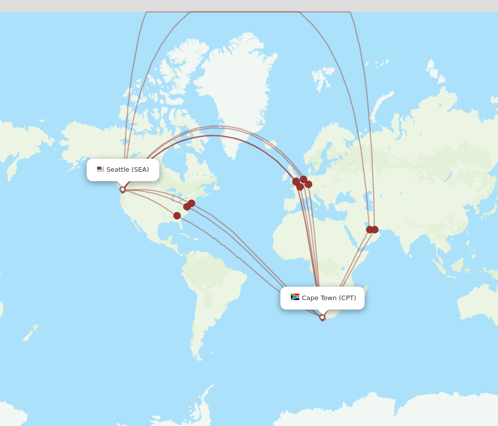 CPT-SEA flight routes