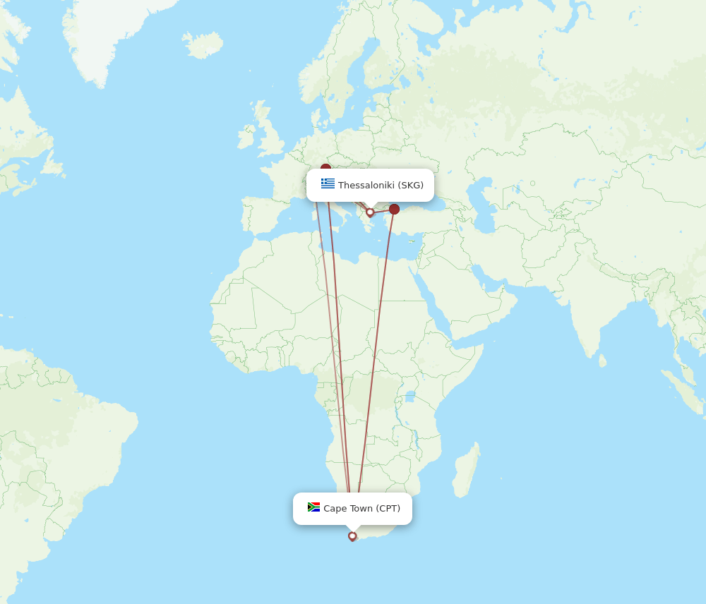 CPT-SKG flight routes