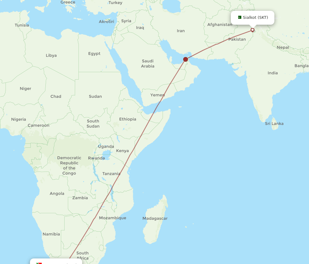 CPT-SKT flight routes