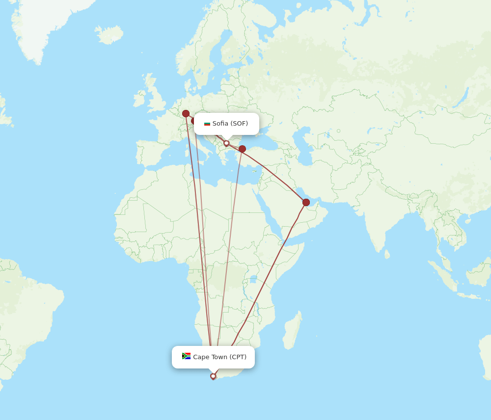 CPT-SOF flight routes