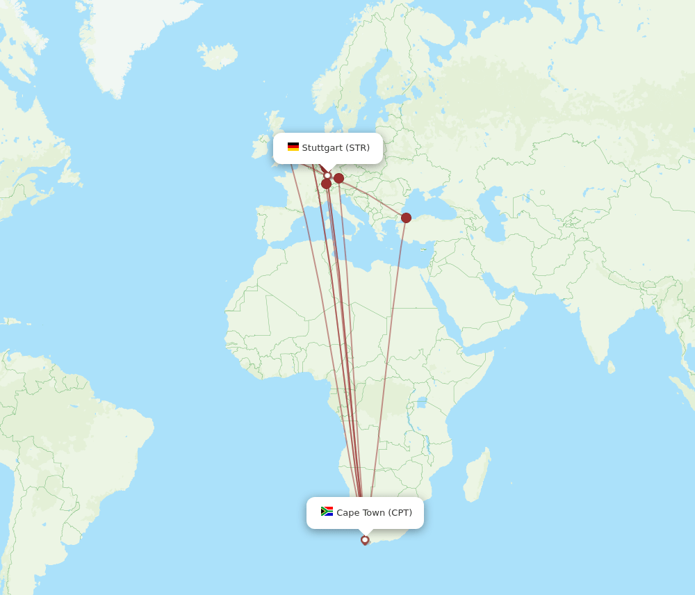 CPT-STR flight routes