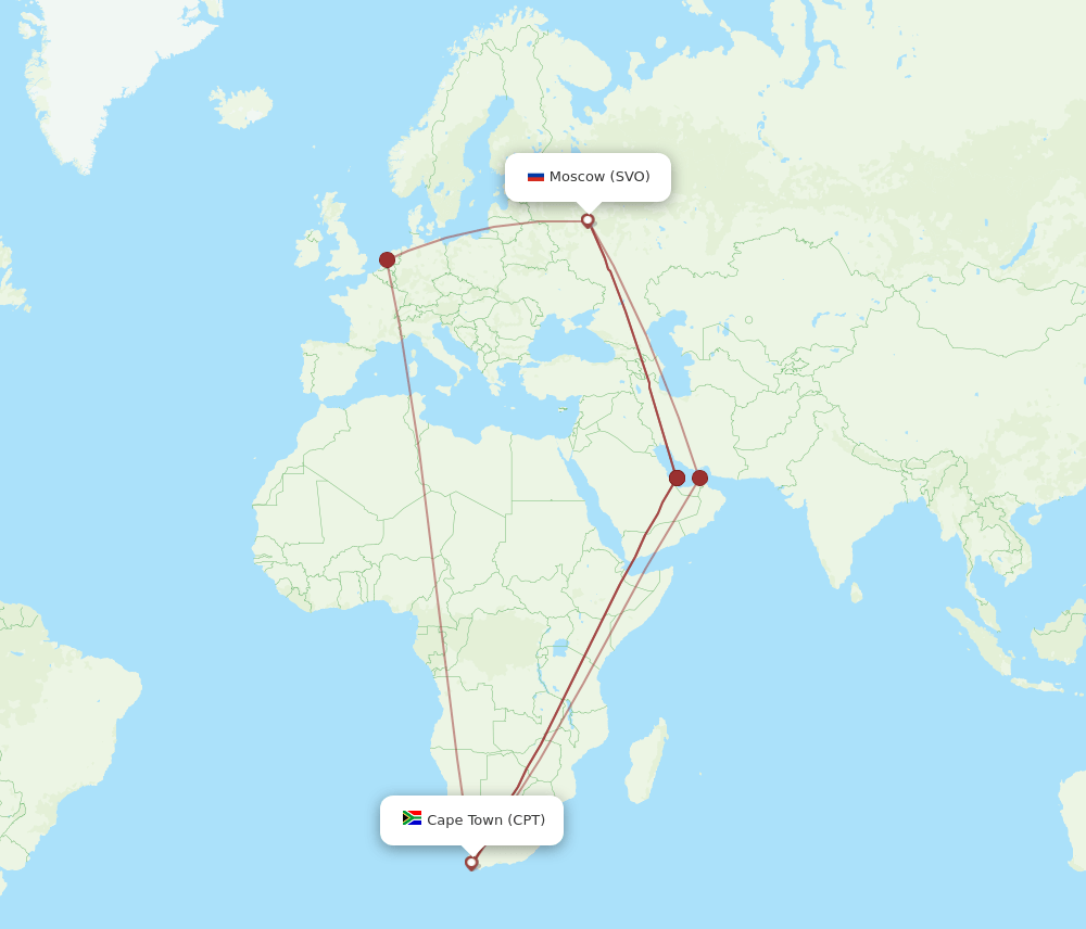 CPT-SVO flight routes