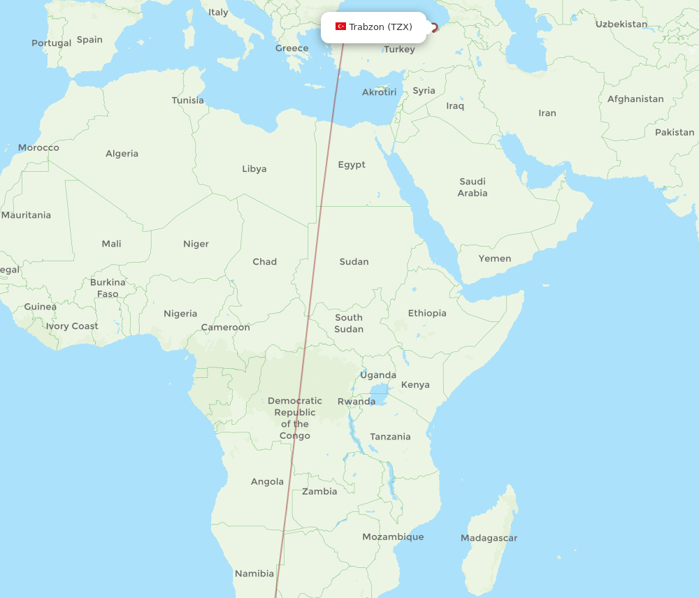 CPT-TZX flight routes