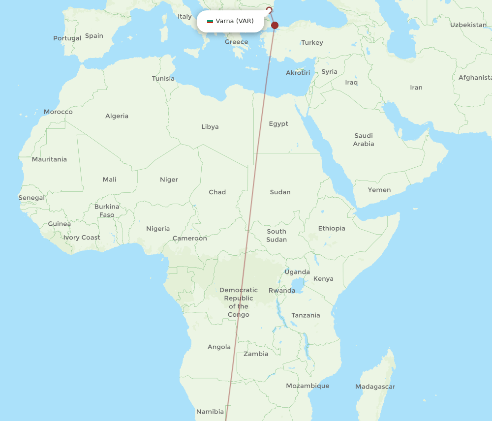 CPT to VAR flights and routes map