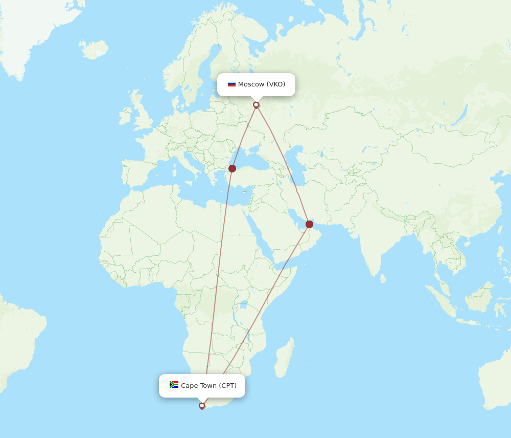 CPT-VKO flight routes